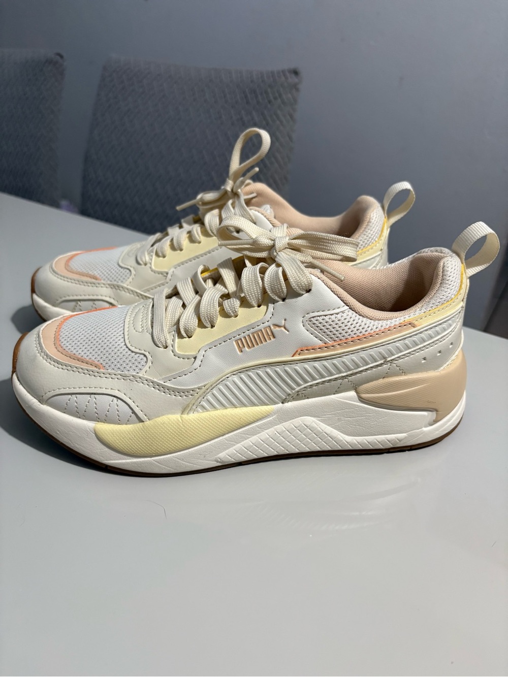 Puma Women’s Cream Sneakers with Pastel Yellow & Peach Accents